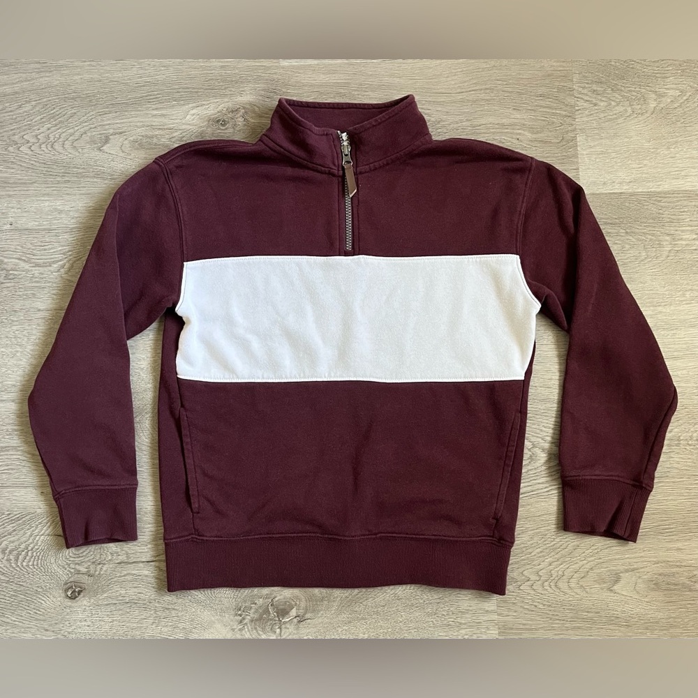 Old navy burgundy Color-Blocked Quarter-Zip Sweatshirt for Boys size 10-12